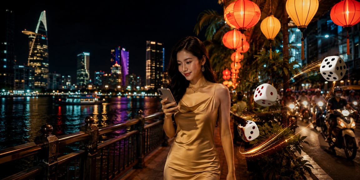 Bàn Tài Xỉu sôi động tại chợ đêm Hồ Chí Minh với người chơi vây quanh